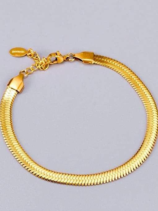 Herringbone Link Gold Plated Titanium Bracelet.