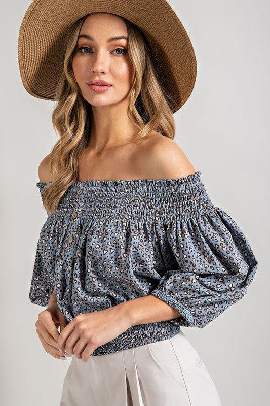 Smocked off the shoulder top - I Am Lilou Bloom