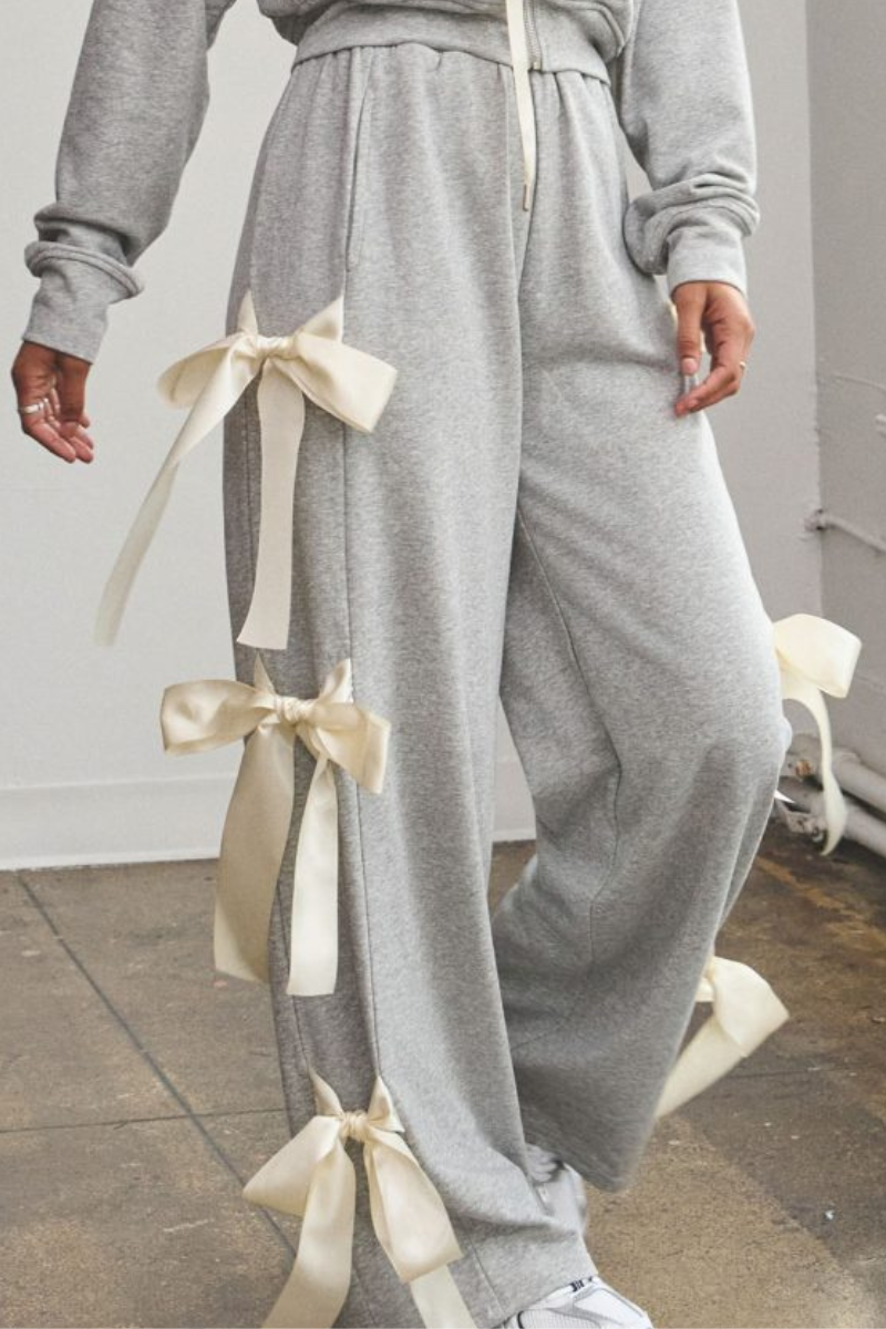 Shay Wide Leg Terry Bow Jogger