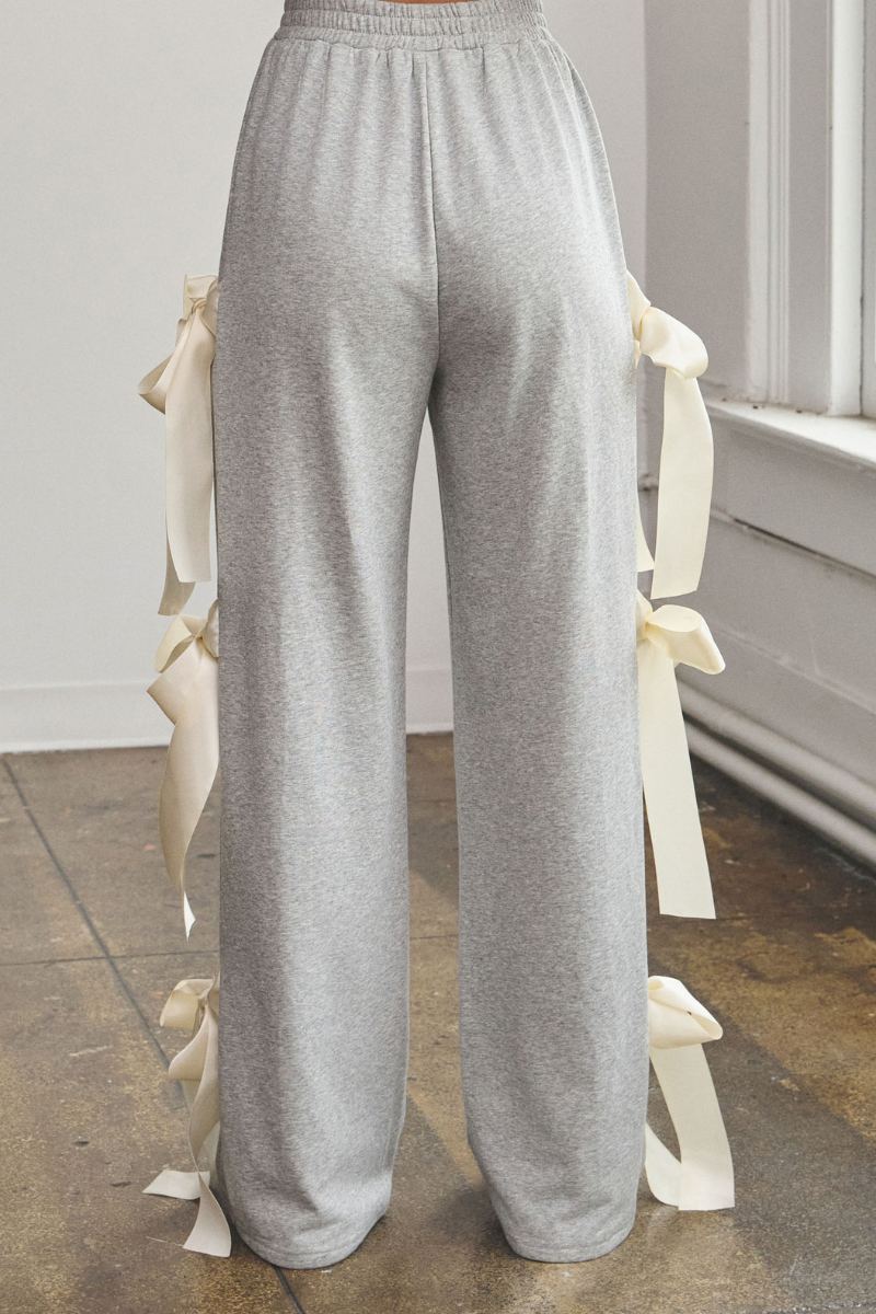 Shay Wide Leg Terry Bow Jogger