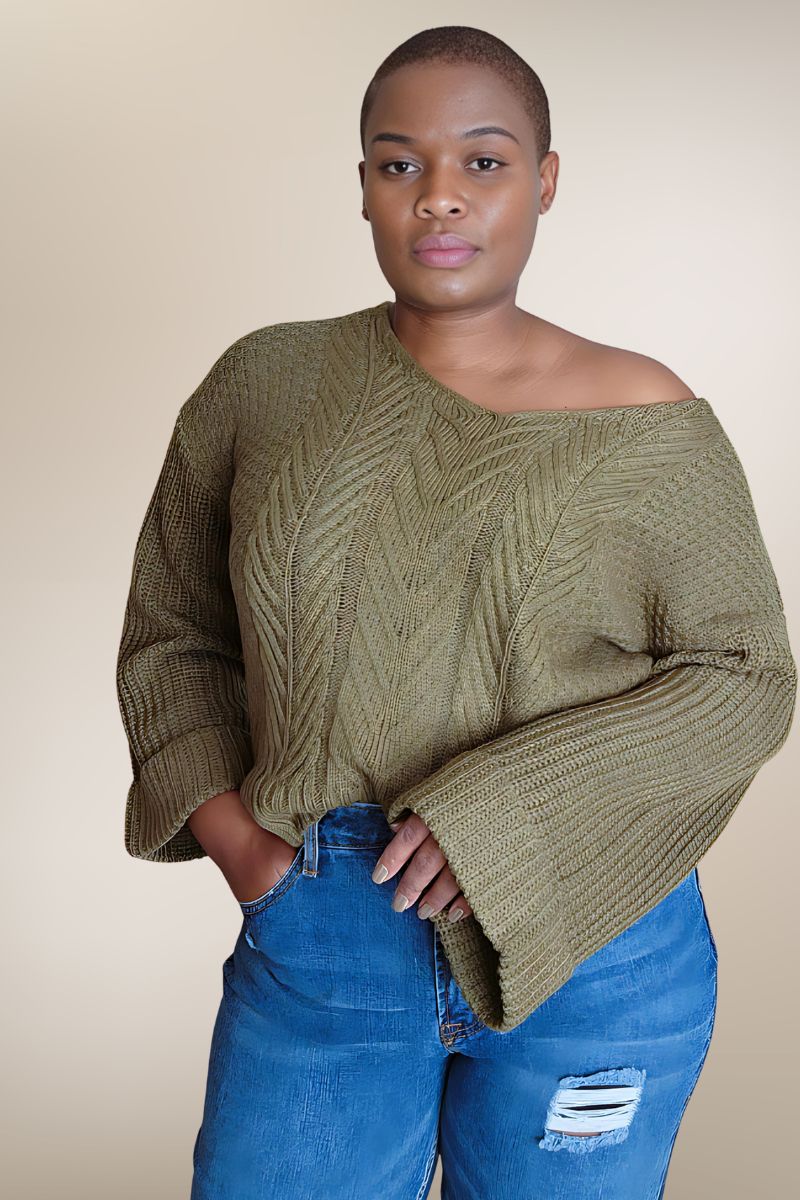 Olive Green Chunky Knit Sweater