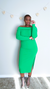 Chevelle Midi off-the-shoulder dress in ribbed jersey Green