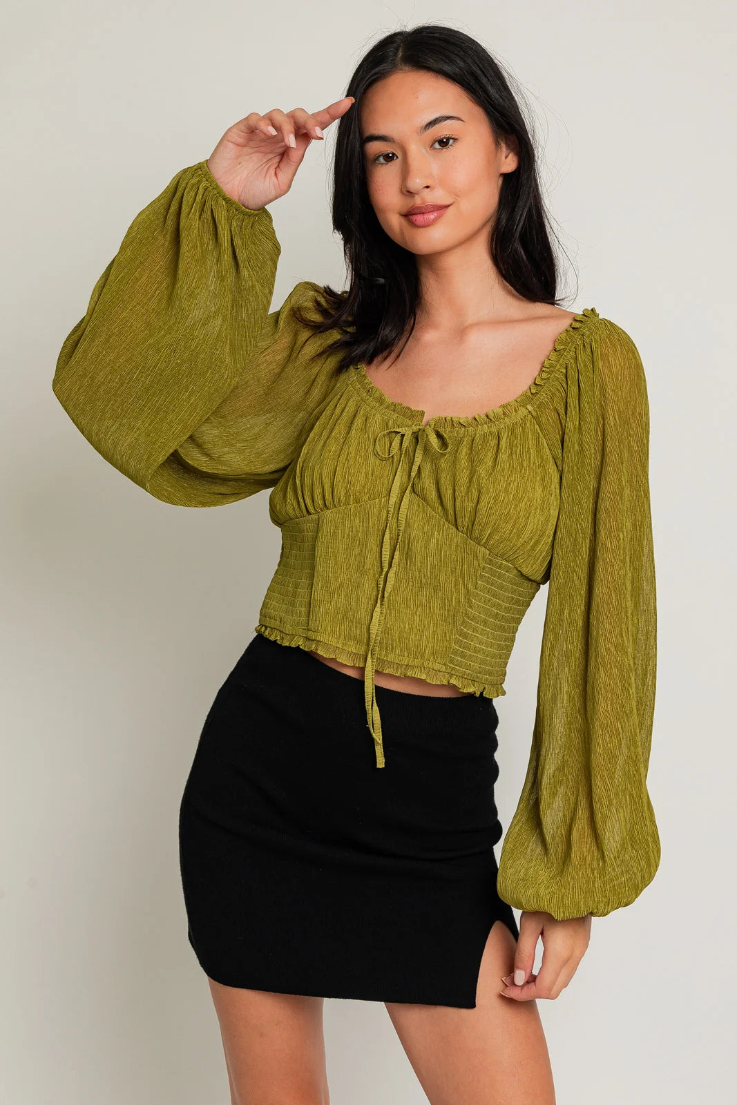 Lauren Crop Smocked Top