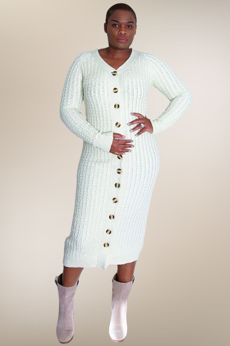 Winter Dream Long Sleeve Knit Cardigan Midi Dress