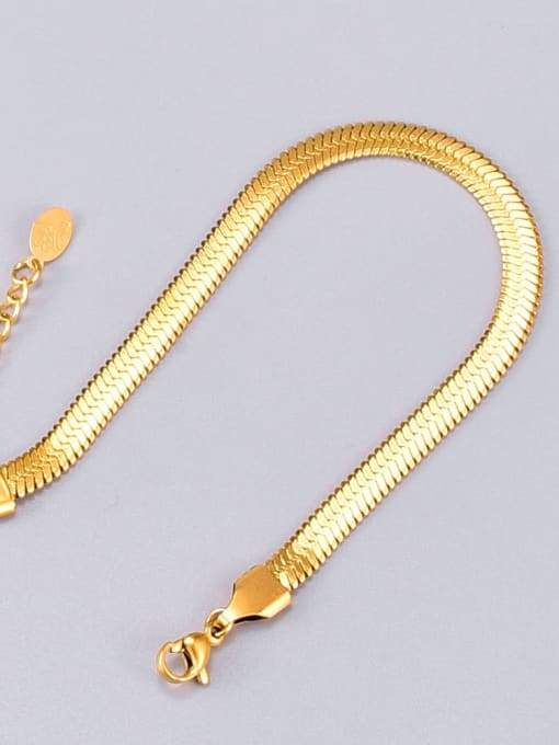 Herringbone Link Gold Plated Titanium Bracelet.