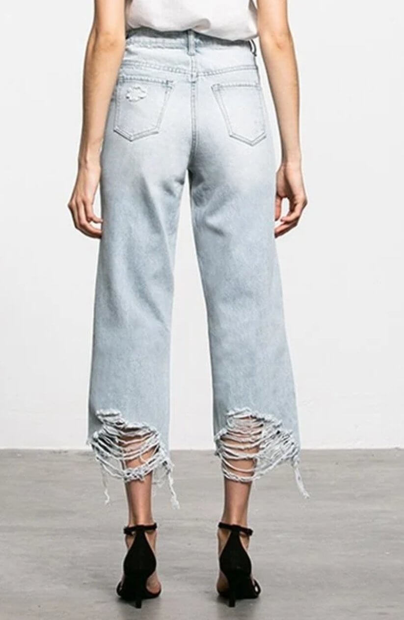 High-rise Cut Wide Leg Jeans.